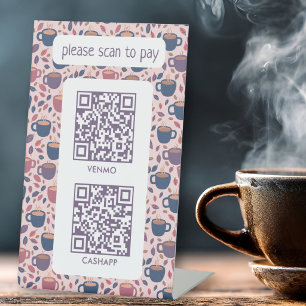 SCAN TO PAY QR CODES Espresso Coffee Shop Pedestal Sign