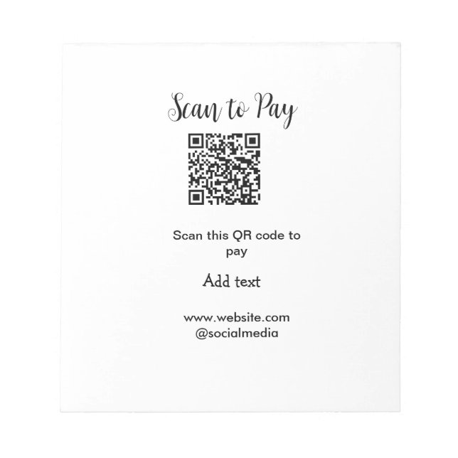 Scan to pay scan QR code add website email details Notepad (Front)