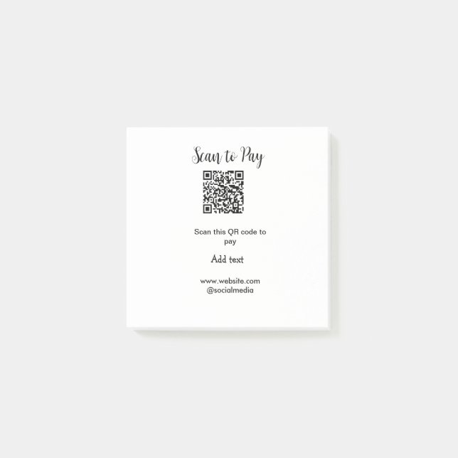 Scan to pay scan QR code add website email details Post-it Notes (Front)