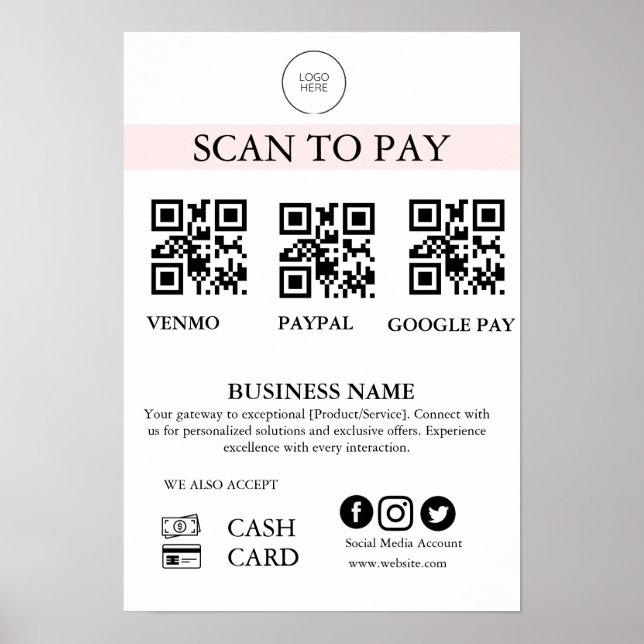 Scan to Pay Sign QR Code Payment Sign for Small Bu (Front)