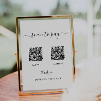 Scan to Pay Sign, Venmo, Cash App, PayPal QR Sign  Invitation