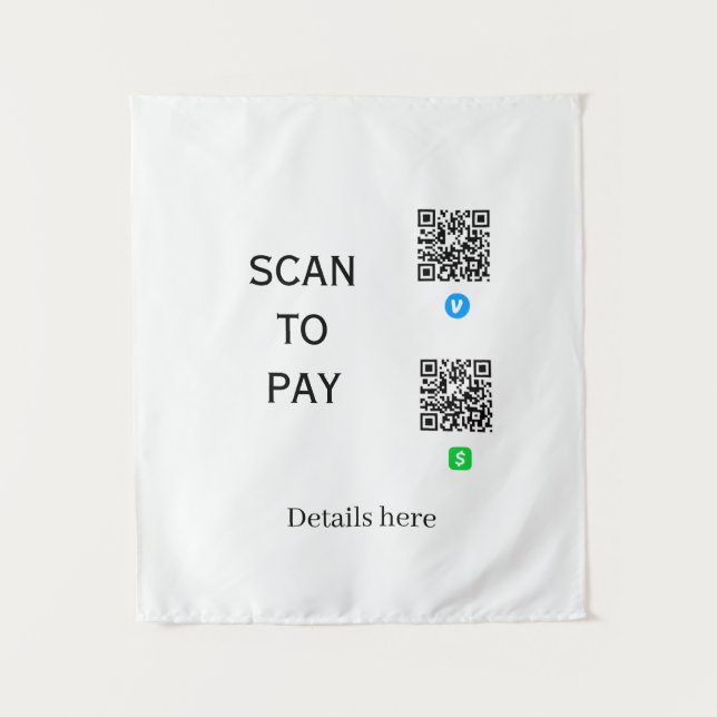 scan to pay venmo cashapp QR code details here nam Tapestry (Front)