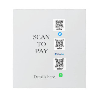 scan to pay venmo cashapp QR code details paypal Notepad