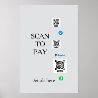 scan to pay venmo cashapp QR code details paypal Poster