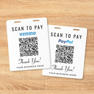 Scan to Pay Venmo PayPal QR Code Business Payment ID Badge