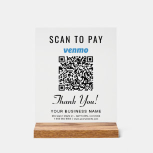 Scan to Pay Venmo QR Code Acrylic Sign