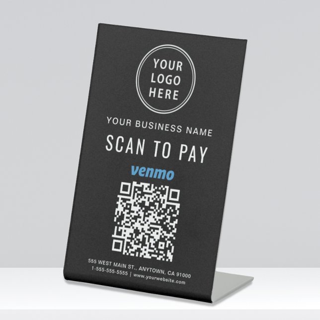 Scan to Pay Venmo QR Code Logo Black Pedestal Sign (Creator Uploaded)