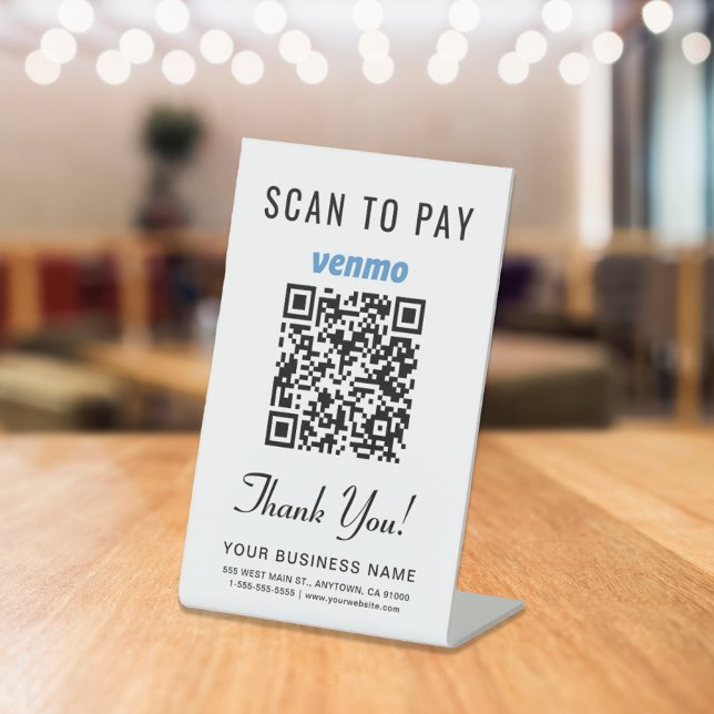 Scan to Pay Venmo QR Code Pedestal Sign (Our versatile QR Code sign enables you to receive payments anytime, anywhere)