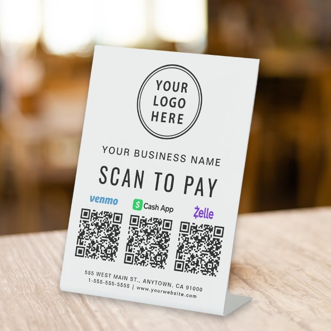 Scan to Pay Venmo Zelle CashApp QR Codes Logo Pedestal Sign (Creator Uploaded)