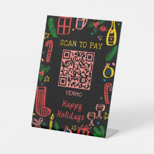 Scan to Pay Whimsical Christmas Cute Custom QR Pedestal Sign