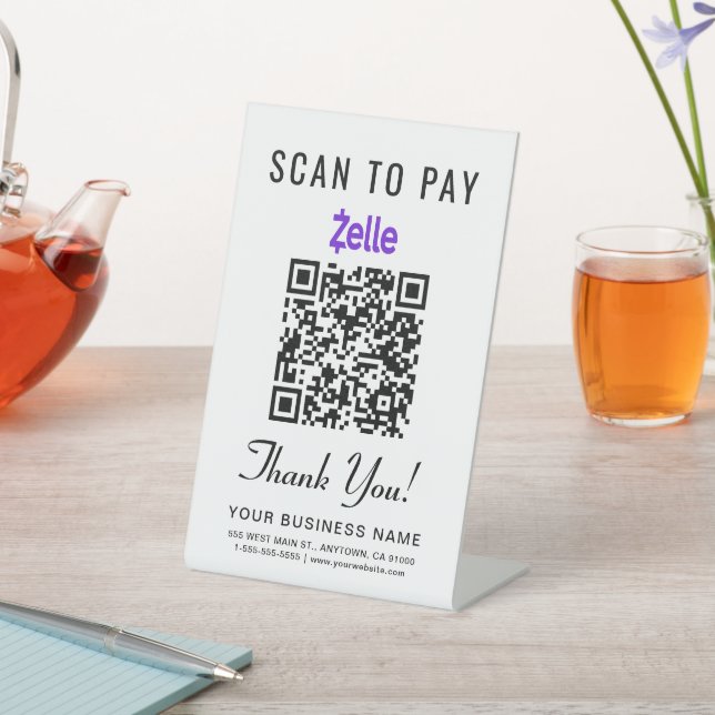 Scan to Pay Zelle QR Code Pedestal Sign (In SItu)