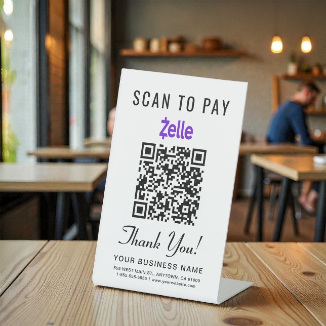 Scan to Pay Zelle QR Code Pedestal Sign (Scan to Pay Zelle QR Code Pedestal Sign)
