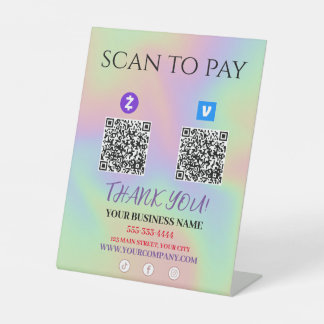 Scan To Pay Zelle Venmo QR code Pedestal Sign