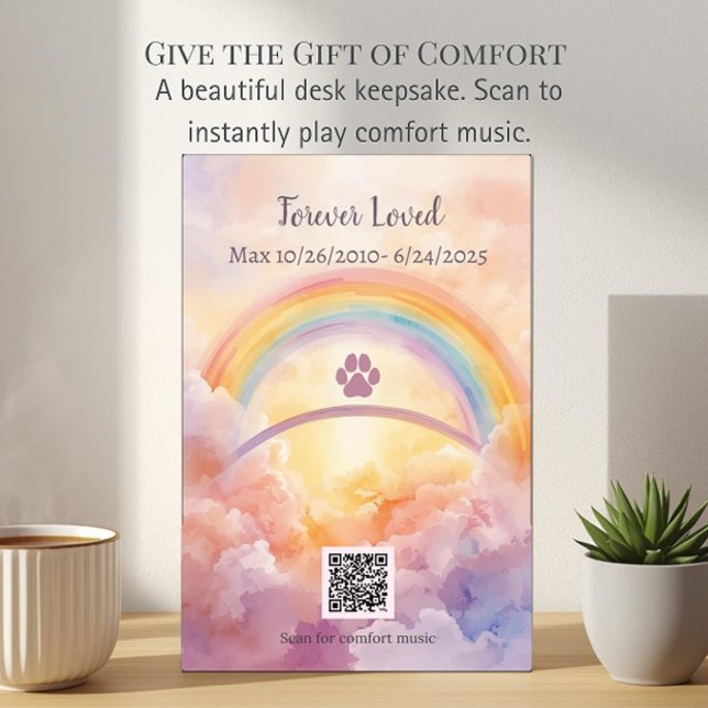 Scan to Play Pet Sympathy Plaque | Rainbow Bridge (Creator Uploaded)