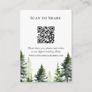 Scan to Share Pine Forest Wedding Photos QR Code Enclosure Card