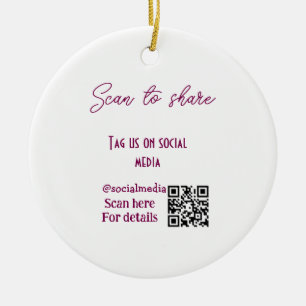 Scan to share tag us on social media QR code simpl Ceramic Tree Decoration