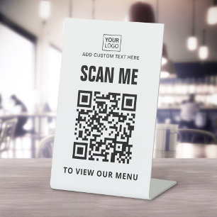 Scan to view menu custom logo QR code custom colou Pedestal Sign
