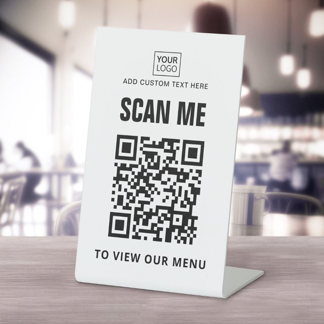 Scan to view menu custom logo QR code custom colou Pedestal Sign (Creator Uploaded)