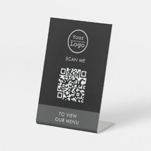 Scan to view menu custom logo QR code Pedestal Sig Sign