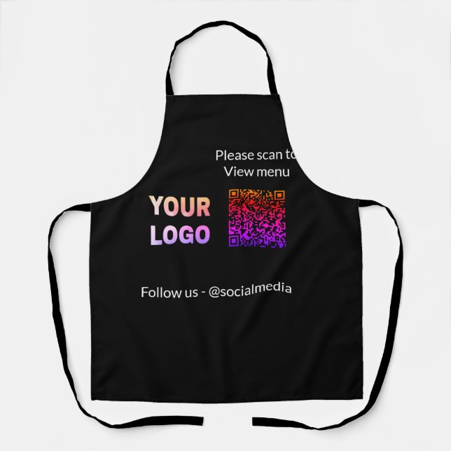 Scan to view menu resturant hotel QR Add logo text Apron (Front)