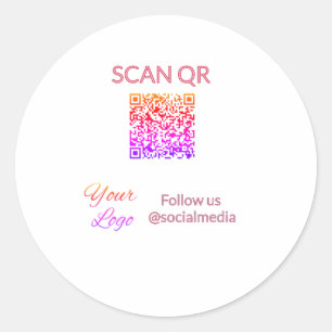 Scan to view menu resturant hotel QR Add logo text Classic Round Sticker