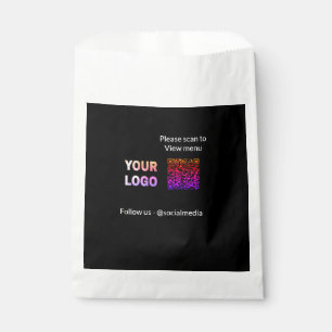 Scan to view menu resturant hotel QR Add logo text Favour Bags