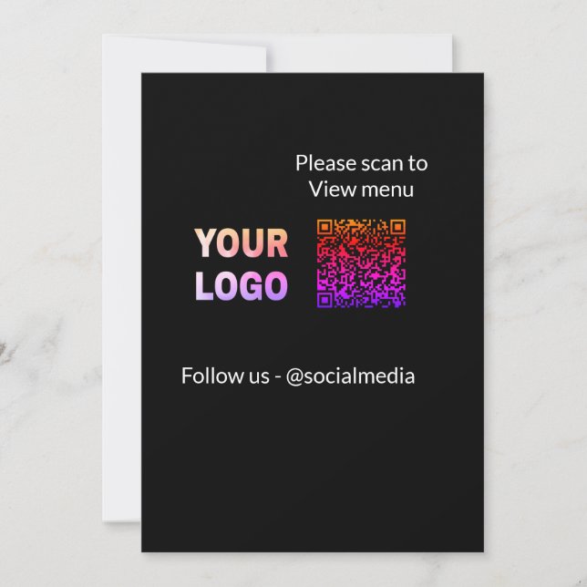 Scan to view menu resturant hotel QR Add logo text Invitation (Front)