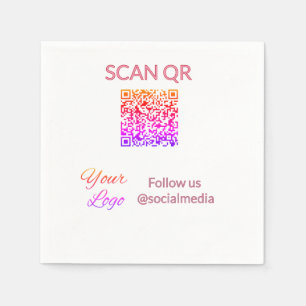 Scan to view menu resturant hotel QR Add logo text Napkin