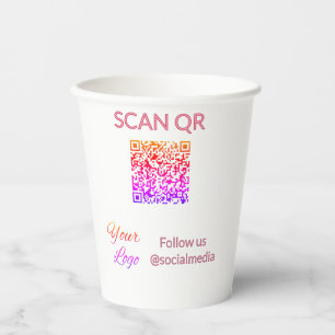 Scan to view menu resturant hotel QR Add logo text Paper Cups