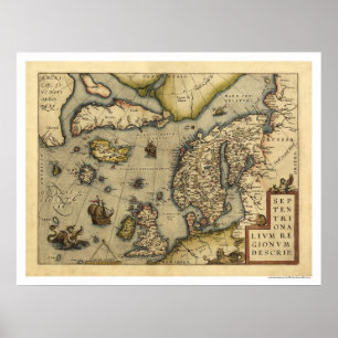 Scandanavia Map By Ortelius 1570 Poster