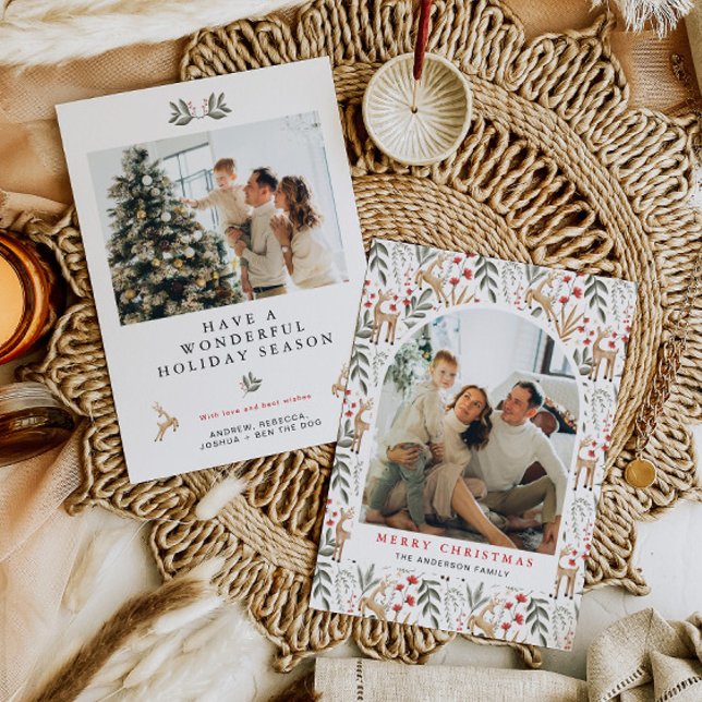 Scandi 2 Photo Christmas Card Boho Nordic Holiday (Creator Uploaded)