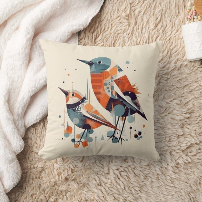 Scandi Aviary Duet, custom Cushion (Blanket)