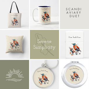 Scandi Aviary Duet, custom Paper Plate