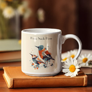 Scandi Aviary Duet, custom Two-Tone Coffee Mug