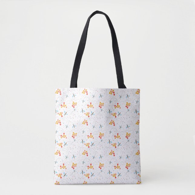 Scandi Bee Pattern Tote Bag (Front)