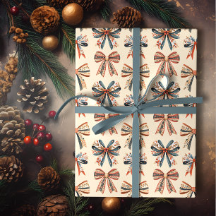 Scandi Bows Folk Art Holiday Wrapping Paper