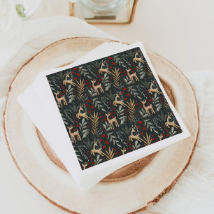 Scandi Christmas Paper Napkins Nordic Holiday Deer