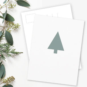Scandi Christmas Tree   Modern Minimal Sage Green Postcard