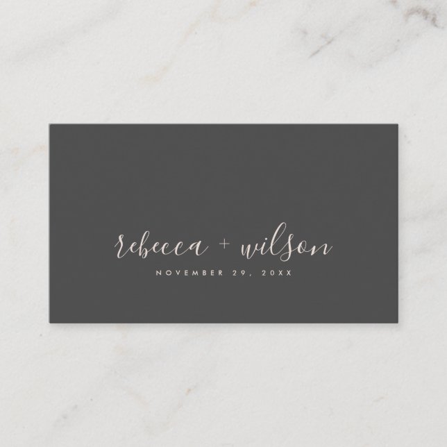 SCANDI CLEAN BLACK BLUSH MINIMAL WEDDING THANK YOU BUSINESS CARD (Front)