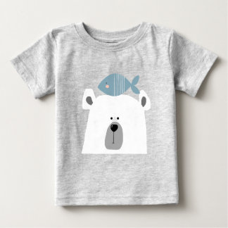 Scandi cute Polar bear and fish  Baby T-Shirt