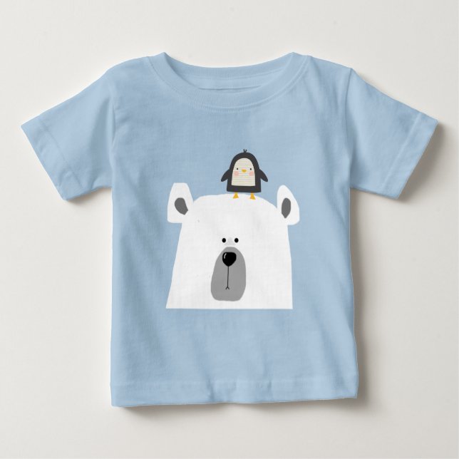 Scandi cute Polar bear and Penguin Baby T-Shirt (Front)