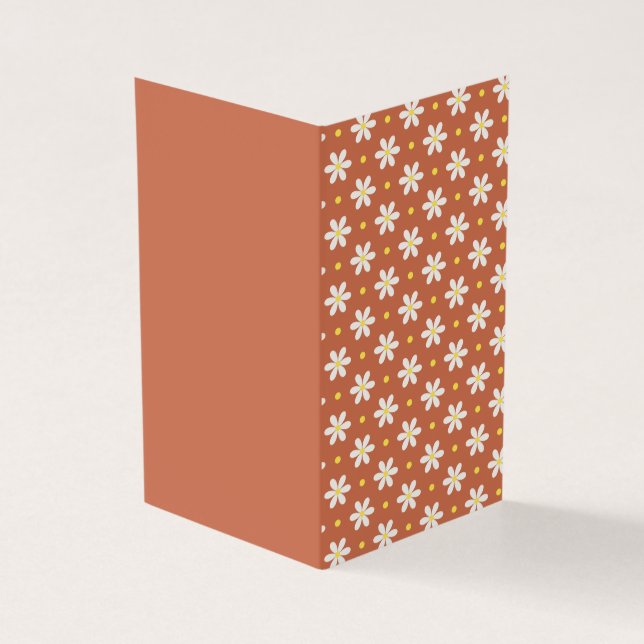 Scandi Daisy Pattern Custom Color Folded Card (Outside)
