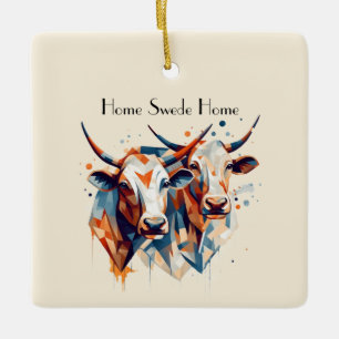 Scandi Farmhouse Cattle, custom Ceramic Ornament