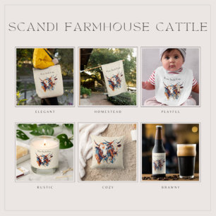 Scandi Farmhouse Cattle, custom Shower Curtain
