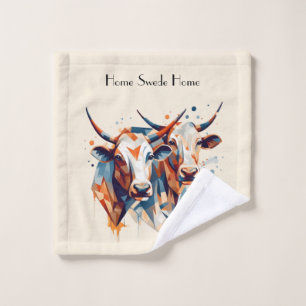 Scandi Farmhouse Cattle, custom Wash Cloth