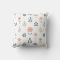 Scandi Folk Flowers Birds Pattern