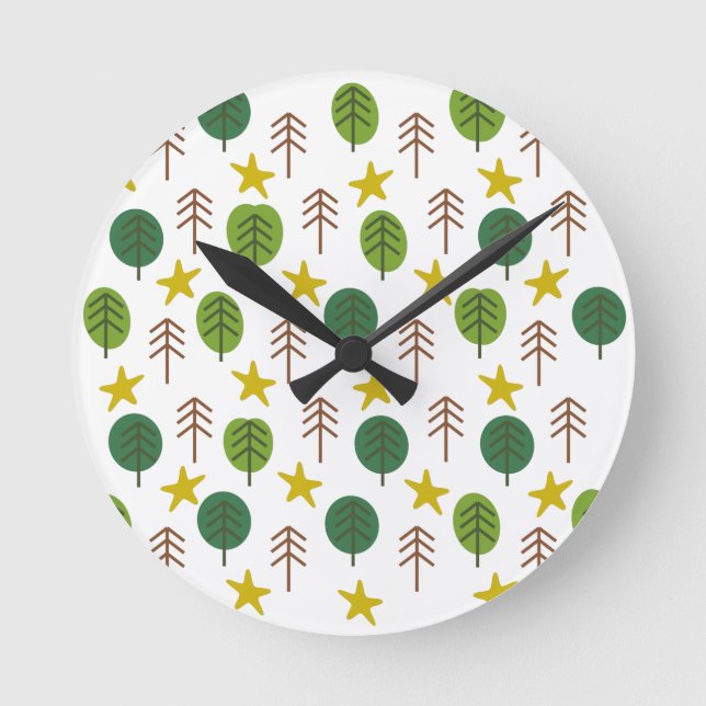 Scandi Forest  Round Clock (Front)
