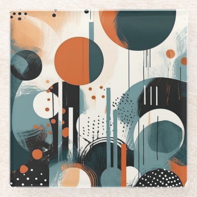 Scandi Groove    Glass Coaster (Front)