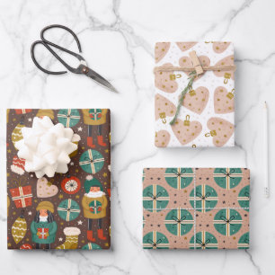 Scandi Holiday Patterns Cute Wrapping Paper Sheet