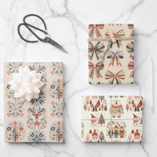Scandi Holiday Wrapping Paper Sheet
